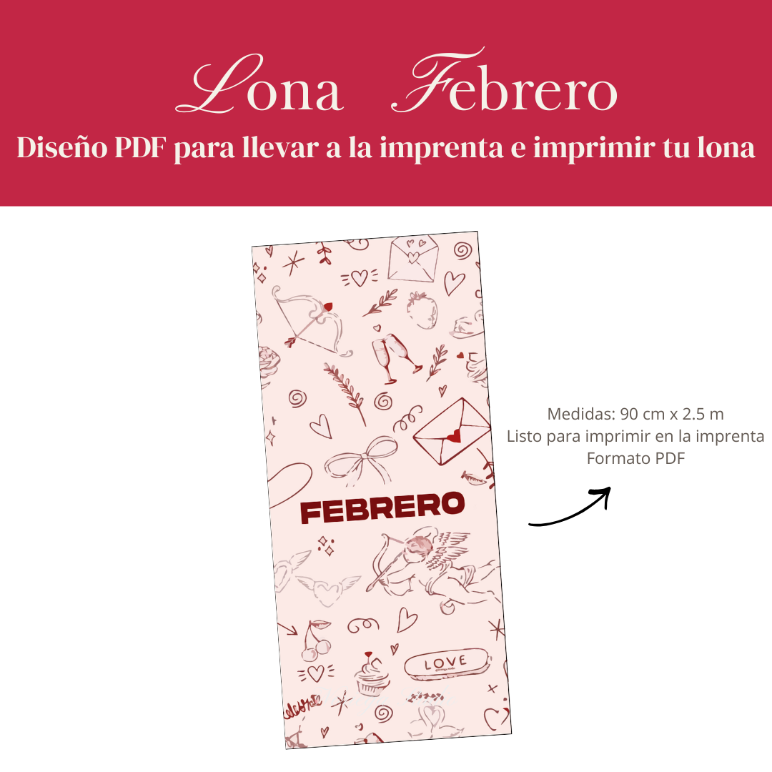 Diseño de Lona para puerta: San Valentín | Febrero
