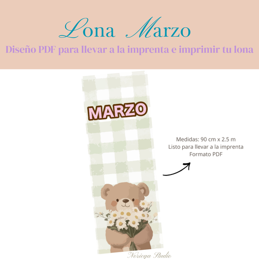 Diseño Lona Marzo: ''Osito Primaveral''